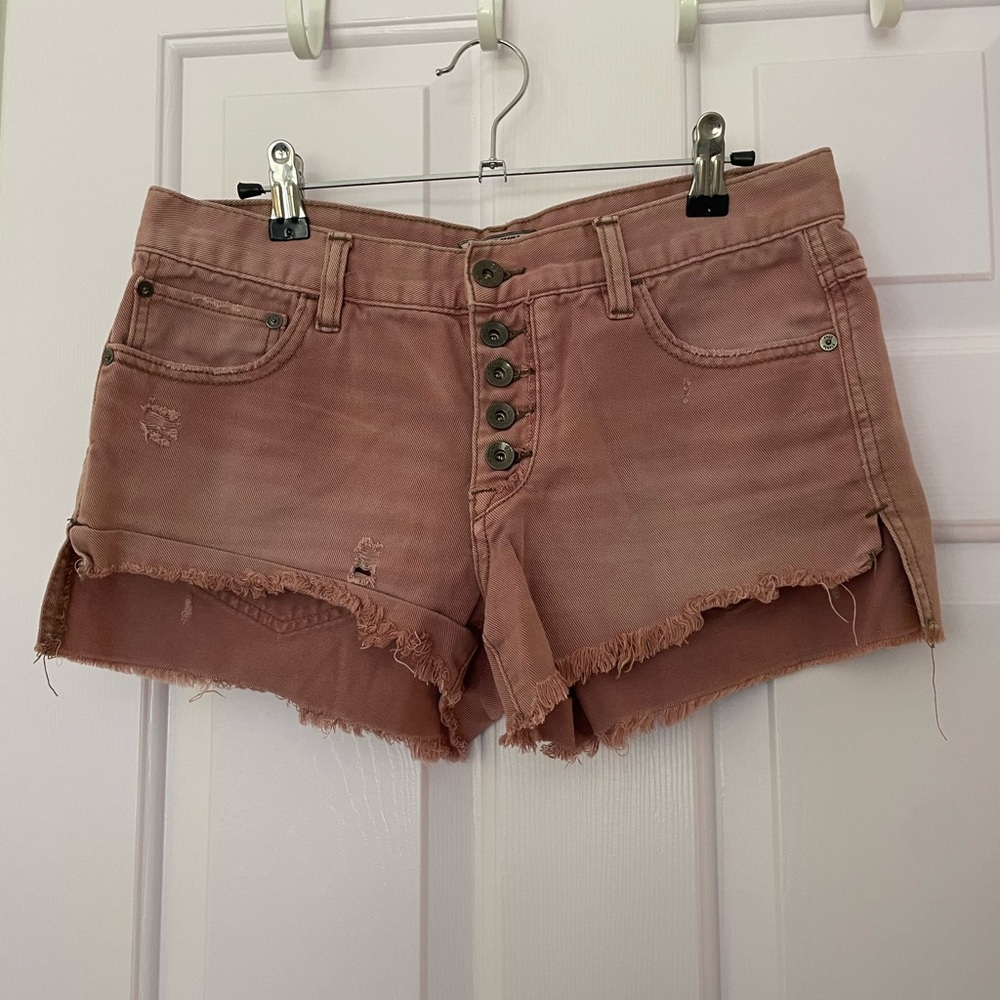 Free People Distressed Dusty Pink Shorts